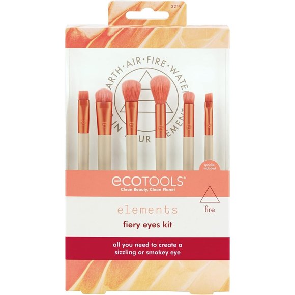 6 Blending Brushes for Eyes Eco Friendly Makeup Brush Orange Cruelty Free Vegan - Picture 2 of 13